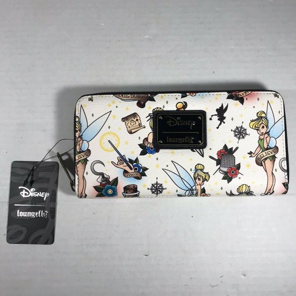 Loungefly Handbags - Loungefly Disney Tinkerbell Tattoo Zip Around Wallet Peter Pan Tinker Bell NWT